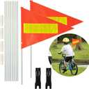 Bike Safety Flag with Pole 2 Sets, 6-Foot Adjustable Height Sturdy Fiberglass Tear-Resistant Waterproof Orange Safety Flag (Red Yellow and White)