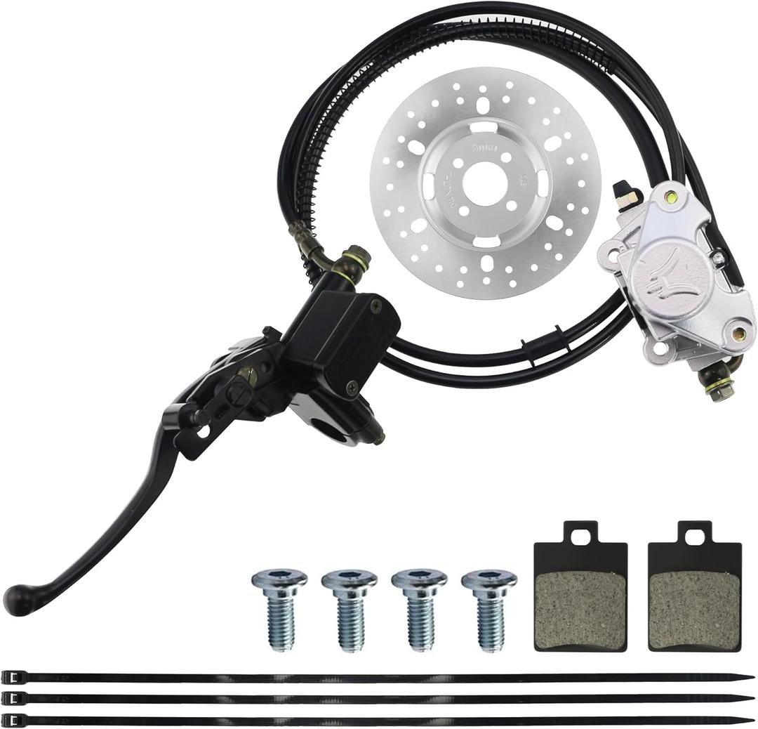 PRO BAT Hydraulic Rear Disc Brake Caliper Master Cylinder with Brake disc and Pads for GY6 for 150cc 200cc 250cc Taotao Coolster Roketa Peace SunL Chinese ATV Quad 4 Wheeler Dune Buggy Go Kart