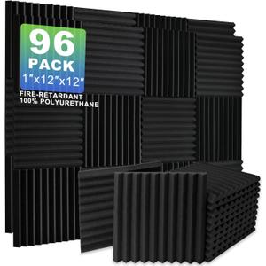 Acoustic Foam Panels, 96-Pack 12x12x1 Sound Proof Foam Panels for Walls Soundproofing Wedges Studio Foam, Noise Absorbing