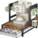 KLM K Cup Holder Drawer - Coffee Pod Organizer for Counter, Sturdy k cups Storage Drawer with Mug Rack, Coffee Maker Stand, 35 Capacity Pods, Home Kitchen Counter Organizer