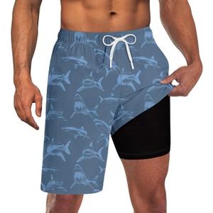 Goodstoworld Mens Swim Trunks with Compression Liner 9'' Inseam Quick Dry Swimsuit Shorts M-3XL (XXXL)