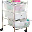 Honey-Can-Do 3-Drawer Plastic Storage Cart on Wheels,Silver
