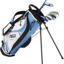 PGM Golf Club Set - 9 Pieces Junior Complete Golf Club Set for Kids Children - Right Handed - Driver(#1), Hybrid, Iron(#7,#9,#S), Putter, Golf Stand Bag, Size: Height: 4'5'' - 5'1''