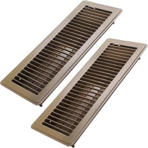 4x14 Inch Floor Register 2 Pack, Heavy Duty Steel Walkable Floor Vents - Easy Adjust Air Supply Lever - Vent Covers for Home (Brown)