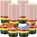 Hsei 60 Pcs 16oz Juneteenth Day Disposable Soup Bowls Ice Cream Cups Snack Paper Bowls Dessert Sundae Yogurt Cups Hot Cold Drink for Holiday Party Supplies (red, yellow, green, black)