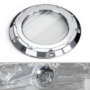 NICECNC Chrome Transparent Derby Cover Clear Derby Clutch Cover Clutch Protection Cover Compatible with Harley Road Glide FLTRX 2017-2024, Road King FLHR 2017-2024, See Fitment