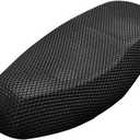 Black Motorcycle Scooter Moped Seat Cover Seat Anti-Slip Cushion 3D Spacer Mesh Fabric, XX-Large