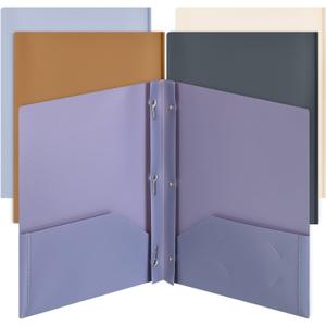 Mr. Pen- Plastic Folders with Pockets and Prongs, 5 Pack, Letter Size, Colorful, Flexible Plastic Folders with Prongs (Gray, Brown, Silver, Vanilla, Black)