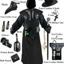 Absolute Vibe Plague Doctor Costume Cloak Robe Halloween Props Medieval Monk Priest Renaissance Cosplay (Black, XS)