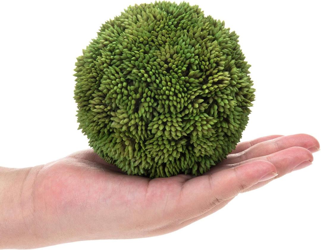 MyGift 4 Inch Decorative Boxwood Balls Topiary, Lifelike Artificial Foliage Greenery Faux Bowl Fillers, Set of 2