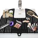 Bathroom Sink Cover for Counter Space, Silicone Foldable Sink Cover Convenient for Bathroom Makeup and Wash Up, Extra Bathroom Counter Space Mat for Organizer Hot Tools and Makeup Tools (Black)