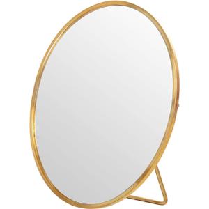 LONGSHENG - SINCE 2001 - Gold Vanity Makeup Mirror Table Desk Countertop Mirror Bathroom Shaving Make Up Mirror Home Decor-Round (6.3"L x 5.9"W)