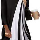 Zeagoo Women Tops 3/4 Sleeve Dressy Casual Plus Size Tunics to Wear with Leggings Swing Flare T-Shirt Loose Blouses Medium