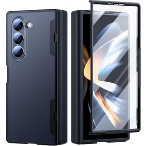 4 x Compatible for Samsung Galaxy Z Fold 6 Case Military Grade Drop Protection Built-in Screen Protector Translucent Slim Compatible for Samsung Galaxy Z Fold 6 Phone Case, Black