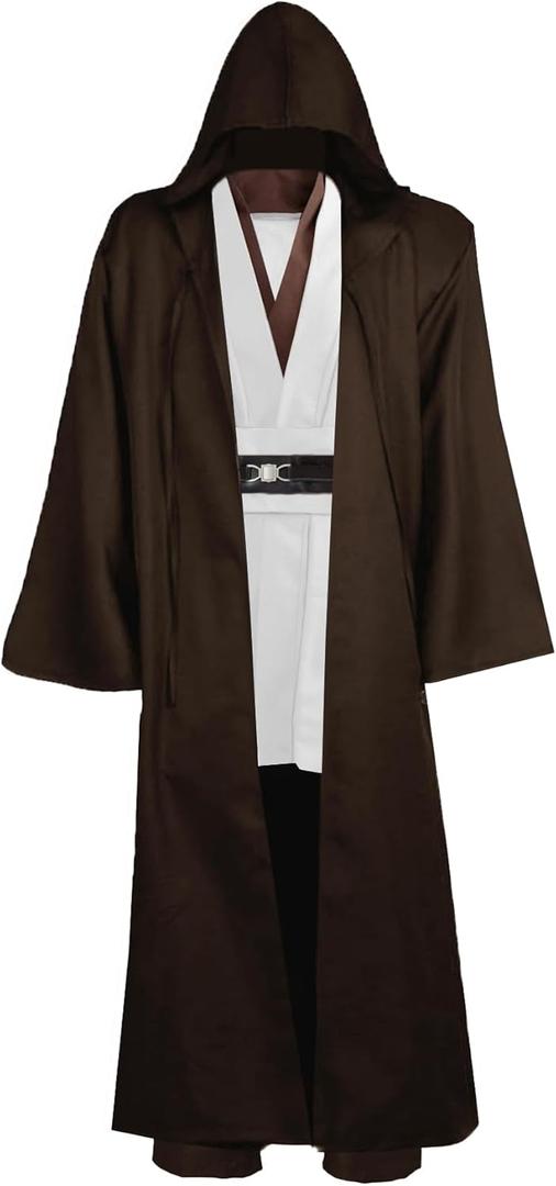 GOLDSTITCH Tunic Costume Mens Tunic Hooded Robe Full Set Halloween Cosplay Costume (Medium, White)