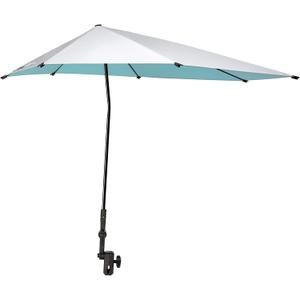 Prospo Adjustable Beach Umbrella with Universal Clamp, Portable UPF 50+ UV Protection Umbrella for Chair, Wheelchair, Golf Cart, Stroller, Bleacher, Patio (Lake Blue/Silver)