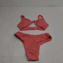 geluboao Bikini Set for Women Solid V Neck Knot Front Push Up High Leg Thong Two Piece Swimsuit (Large, Reddish Orange)