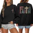 Faith Sweatshirts for Women Christian Jesus God Sweatshirt Religious Graphic Pullover Bible Verse Cross Vintage Tops (Medium, Black)
