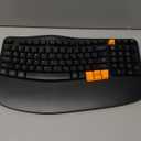 Ergonomic Wireless Keyboard with Wrist Rest, Wave Keys for Comfortable Natural Typing, 2.4GHz Ergo Wireless Computer Keyboard for Windows, Mac OS Laptop/PC/Notebook (Black&Orange)