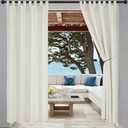 LORDTEX Indoor/Outdoor Curtains - Waterproof Tab Top Patio Curtains Sun Blocking Set of 2 Panels Thermal Insulated Curtain for Porch, Pergola, Cabana, Gazebo, 52 x 108 inch, Vanilla
