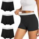 TIICHOO Period Underwear for Women Heavy Flow Leakproof Period Shorts for Day and Night Absorbency Pack of 3 (Small, 3 Black)