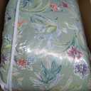 Lady Ann 100% Cotton Floral Oversized Queen Quilt Set - Green Flower Bird Butterfly Pattern Print Quilted 102x118 Bedspread & Coverlet Set, 3 PCS Lightweight Extra Soft Queen Bedding Sets All Season