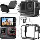 Aluminum Metal Frame Cage Case Bag with Silicone Lens Cap Screen Protector for Insta360 ACE PRO Camera Accessories Kit Anti-Scratch Tempered Glass Protective Film Cover
