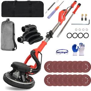 Drywall Sander, 1150W Electric Drywall Sander with Vacuum Dust Collector, 7.2A Popcorn Ceiling Removal Tool, 6 Variable Speed 900-2100RPM, Pure-Copper Motor, IP20 Waterproof,Extendable Handle