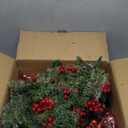 Set of 2 Outdoor Pathway Christmas Trees with Lights, 30in Prelit Battery Operated Artificial Xmas Tree Holiday Dcor for Porch, Urn & Planter Filler, Red Berries, Pine Cones, Ball Ornaments