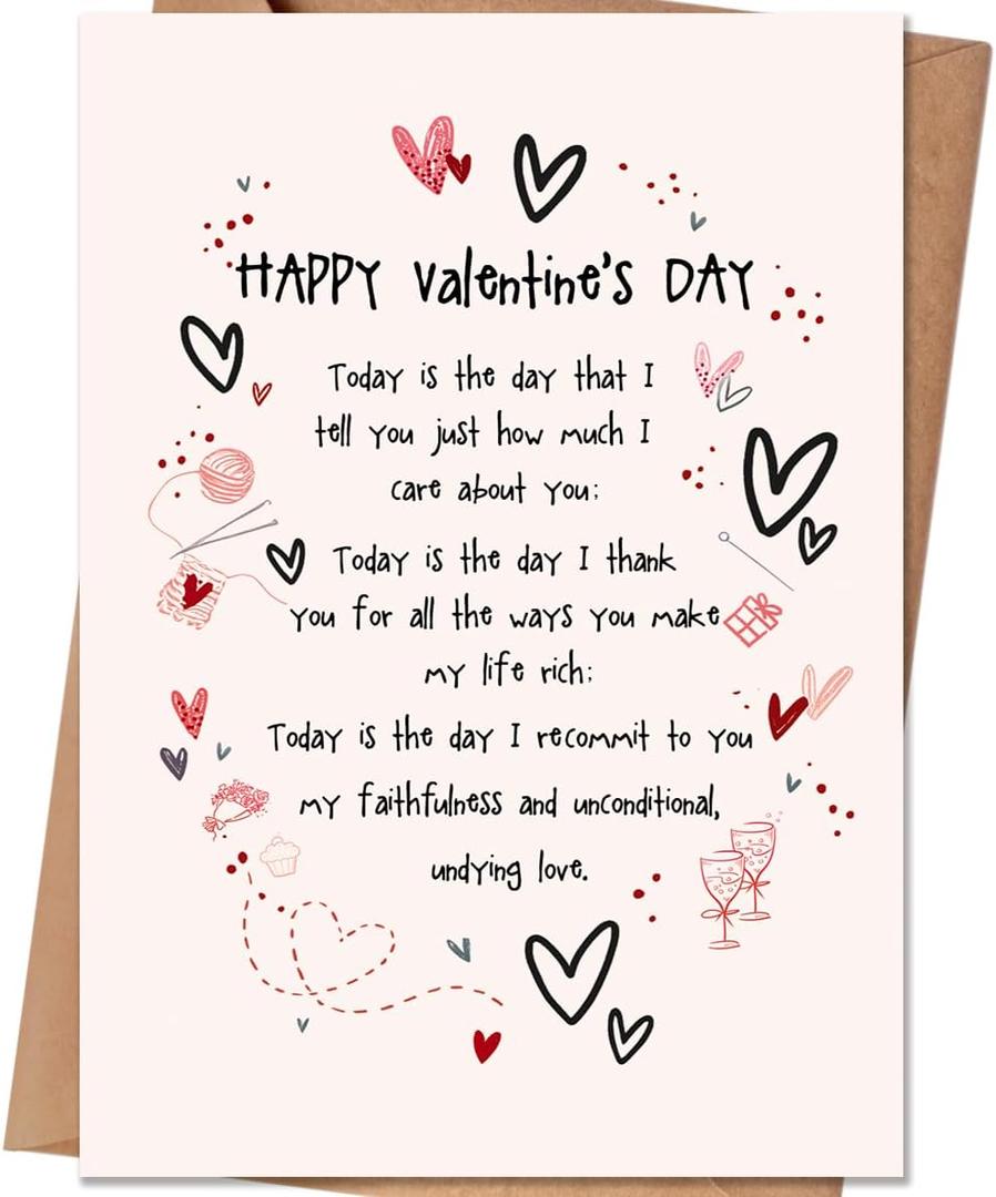 4 x Valentines Day Gifts for Him Her, Mens Valentines Day Gifts, Valentine's Day Card for Men Women Husband Boyfriend Wife (QQ-169)