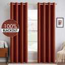 MIULEE 100% Blackout Linen Curtains for Bedroom Thermal Insulated Burnt Orange Grommet Room Darkening Curtains & Drapes Rust Terracotta Fall Decor for Living Room Nursery 52 x 84 Inch (2 Panels)