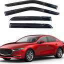 KPY Window Visor Compatible with Mazda 3 Sedan 2019-2024, 4PC Rain Guard Side Window Vent Deflectors Tape-On Mugen Style, 2019 2020 2021 2022 2023 2024