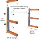 BORA 3-Level Wood Storage Rack, Wall-Mounted Hanging Shelf for Lumber, Garage Wall Storage, Space Saver for Workshop, Heavy Duty 300 lb Capacity, Metal Wood Rack System - PBR-0310, Orange/Black