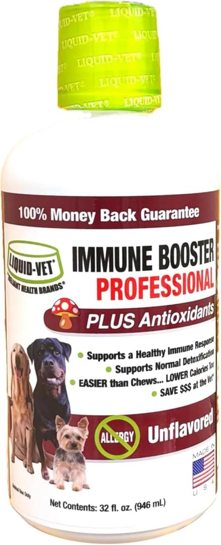 Liquid-Vet Immune Support for Dogs Antioxidant Protection & Gut Health Inulin, Beta-Glucan & Omega-3s / Fish Oil & More! - Made for Picky Eaters