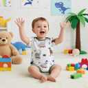 PATPAT Baby Bodysuits Supersoft Bamboo Viscose - Short Sleeve Boys and Girls - Newborn Infant Unisex Clothes Pack (0-3 Months, Jungle Dino)