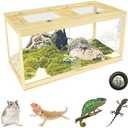 67 Gallon Reptile Tank - 40" Lockable Sliding Door Bearded Dragon & Snake Tank with Metal Mesh Roof, Front Opening Terrarium for Lizards, Leopard Gecko (Wood, 40" x 20" x 20")