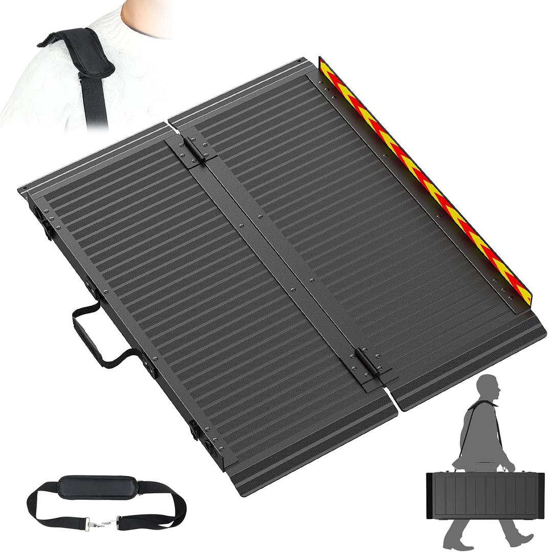 Portable Wheelchair Ramp, Non-Slip Metal Access Ramp,for Home Steps,staircases,Thresholds,Doorways,Scooter, 800LBS Capacity (3FT(Using Height 3-9''))