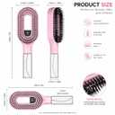 2-in-1 Manual Misting Hair Brush with Built-In Water Spray, Non-Electric Detangling Brush for Wet & Dry Hair, Curly, Thick Hair & Kids, Fine Mist Sprayer, Anti-Frizz Portable (Pink)