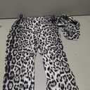 Cheetah Print 2 Piece Set for Women Sleeveless Leopard Print Cropp Top Bodycon Pant Outfit with Lace Y2K Club Tracksuit S