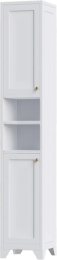 67''H Narrow Metal Bathroom Storage Cabinet with 2 Adjustable Shelves & Doors, Tall Skinny Bathroom Corner Floor Cabinet, Slim Storage Organizer for Small Spaces, Living Room, Kitchen