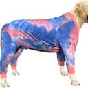 Dog Pajamas for Large Dogs Cotton Tie dye Dog Shirts Dog Onesie Jumpsuit Pet Sleeper Shirts Full Coverage Dog pjs (XL, Pink Blue)
