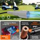 48Volt 15Amp Golf Cart Charger for Club Car DS/Precedent with Upgraded 3-Pin Round Plug &16Ft Cable, IP67 Waterproof Smart Trickle Battery Charger for 48V Lead-Acid Batteries