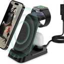 DDUAN Wireless Charging Station, 3 in 1 Fast Charger Stand, Wireless Charger for iPhone15/14/13/12/11/Pro/Max/X/XS/Max/XR/8 & Apple Watch 8/7/SE2/Airpods1 2/Pro1 2 (Black)