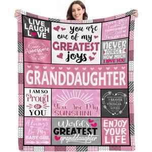 Granddaughter Gifts from Grandma Grandpa Grandparents, Gifts for Granddaghter, Graduation Birthday Christmas Mothers Day Valentine Gifts for Granddaughter, to My Granddaughter Throw Blanket 60inx50in