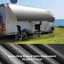 RV Awning Fabric Replacement, 18.5oz Heavy-Duty Weatherproof Vinyl Camper Awning Replacement Universal Outdoor Canopy for RV, Motorhome, and Trailer Awnings (Black Fade, 16'(Fabric 15'2"))