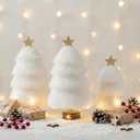 Pinkunn Set of 3 Christmas Table Tree Decor White Plush Mini Christmas Tree Tabletop Decorations Centerpieces for Winter Holiday Mantel Fireplace Tabletop Home Decor, 3 Sizes