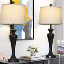 30" Black Table Lamps Set of 2, Touch Control Tall Living Room Lamp with USB A+C Ports and AC Outlet, 3-Way Dimmable Bedside Lamps for Nightstand, Modern Metal Bedroom Lamp, 2 Bulbs Included