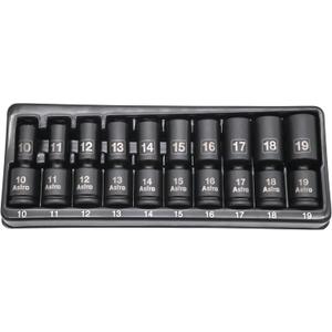 Astro Tools 78344M 10pc 3/8" Drive Mid-Length Pinless Universal Impact Sockets - Metric