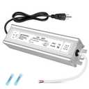 24V 60W LED Power Supply, IP67 Waterproof LED Driver, AC 110V to DC 24V 2.5A Low Voltage Transformer, Adapter for Outdoor LED Light, 3-Prong Plug with 3.3 Feet Cable