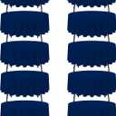 BRILLMAX 10 Pack Navy Blue Round Tablecloths 90 Inch for 60 Tables - 150 GSM Polyester Fabric, 15" Standard Drop, Water, Stain & Wrinkle Resistant Cloth Cover for Wedding Reception Banquet Dining